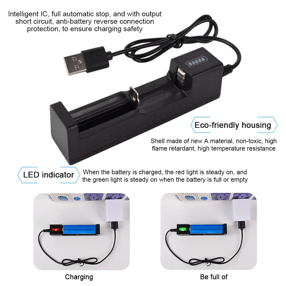 Universal USB Charger for 18650 26650 14500 Lithium Batteries