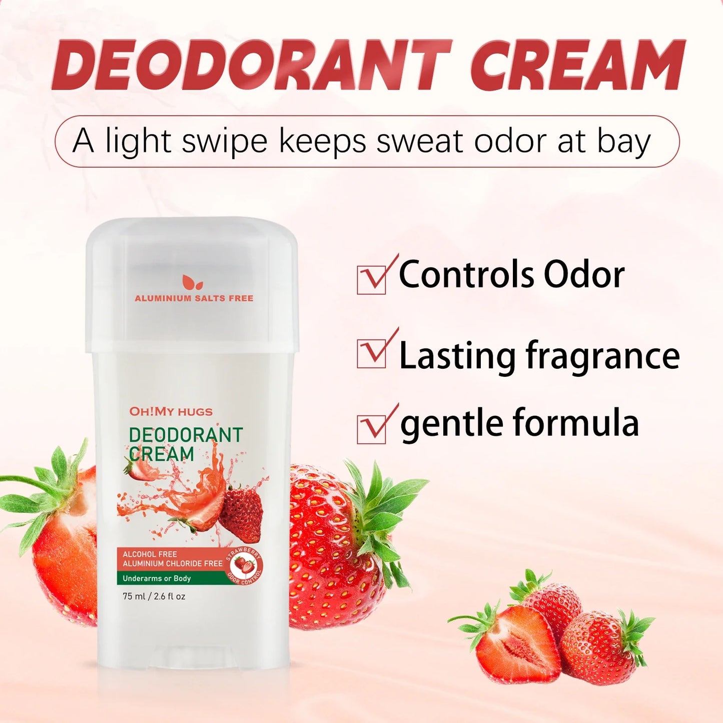 YURHERSU Strawberry Underarm Deodorizing Cream 75ml Unisex