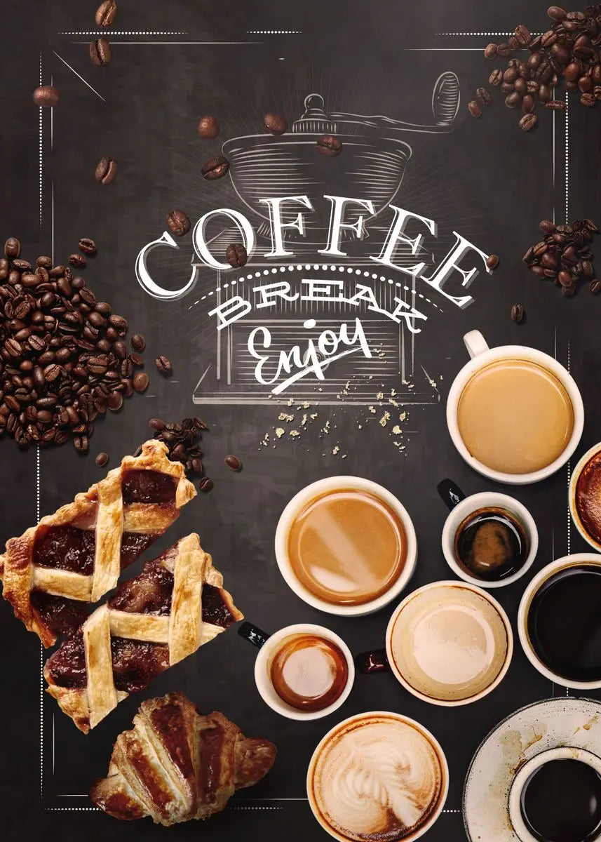 Nordic Coffee Canvas Wall Art | Café Kitchen Chalkboard Print