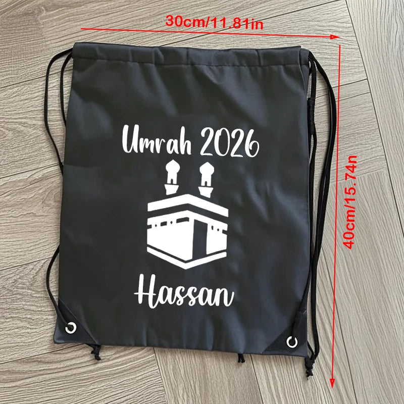 Personalized Umrah Mubarak Drawstring Bag | Hajj Eid Gift