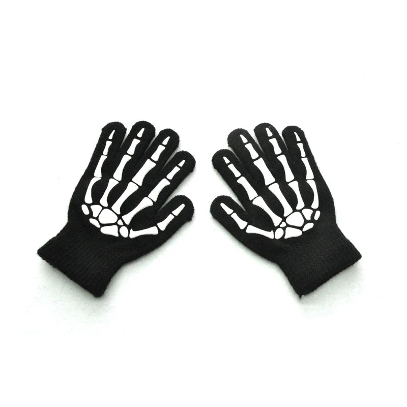 Kids Halloween Skeleton Glow-in-Dark Fingerless Gloves
