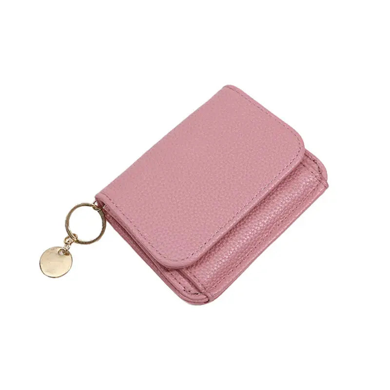 Folding Short Wallet for Women Simple Solid Color Coin Purse Credit Card Holder Cute Multifunctional Ladies Wallet Peaceful Pleasures Health and Wellness Deep pink