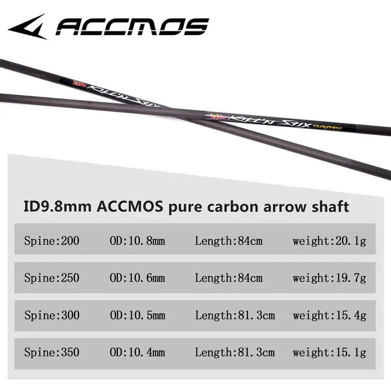12 Spine Pure Carbon Arrow Shafts ID Recurve Compound Traditional Bow