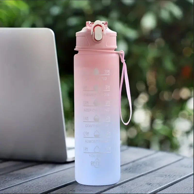 700ml Inspirational Outdoor Sports Water Cup With Time Scale And Drop-Resistant Lid - Portable And Fashionable Peaceful Pleasures Health and Wellness Pink