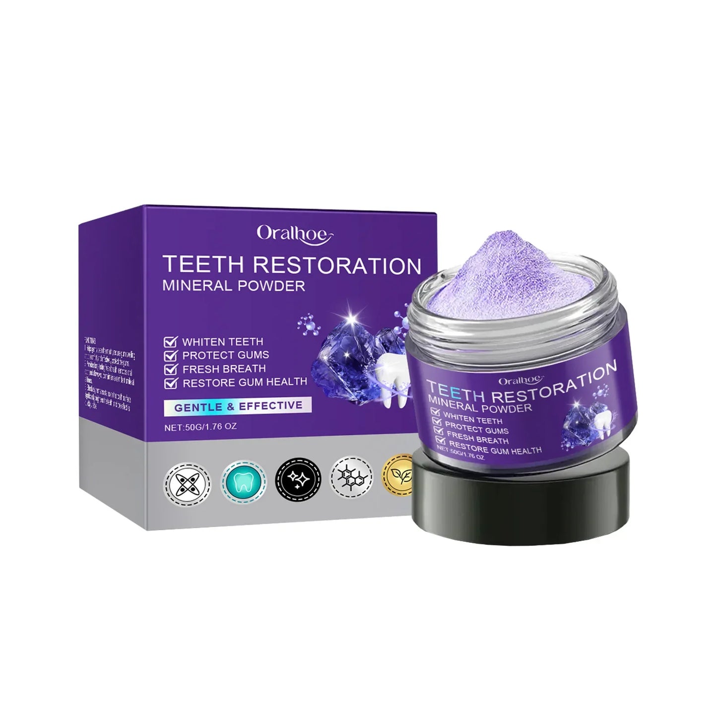 Oralhoe Purple Teeth Whitening Powder – Stain & Plaque Remover
