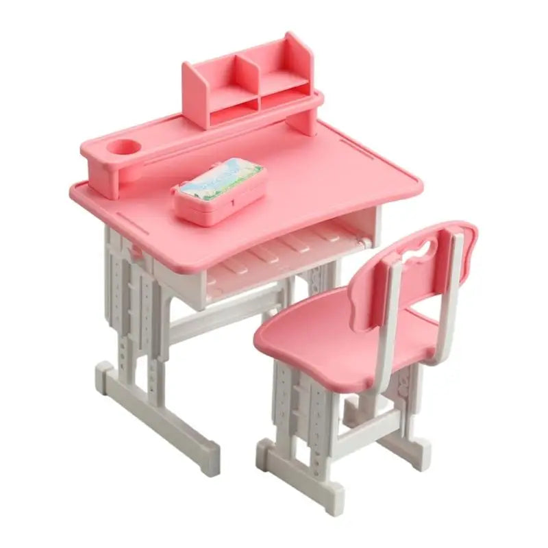 Miniature Desk & Chair Set – Dollhouse School Furniture for Kids