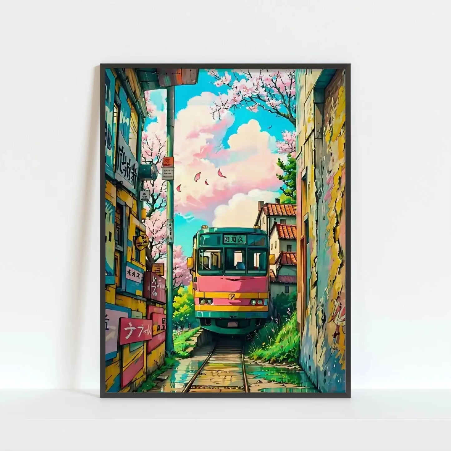 Retro Japanese Railway Canvas Print | Tokyo Rainy Night Wall Art