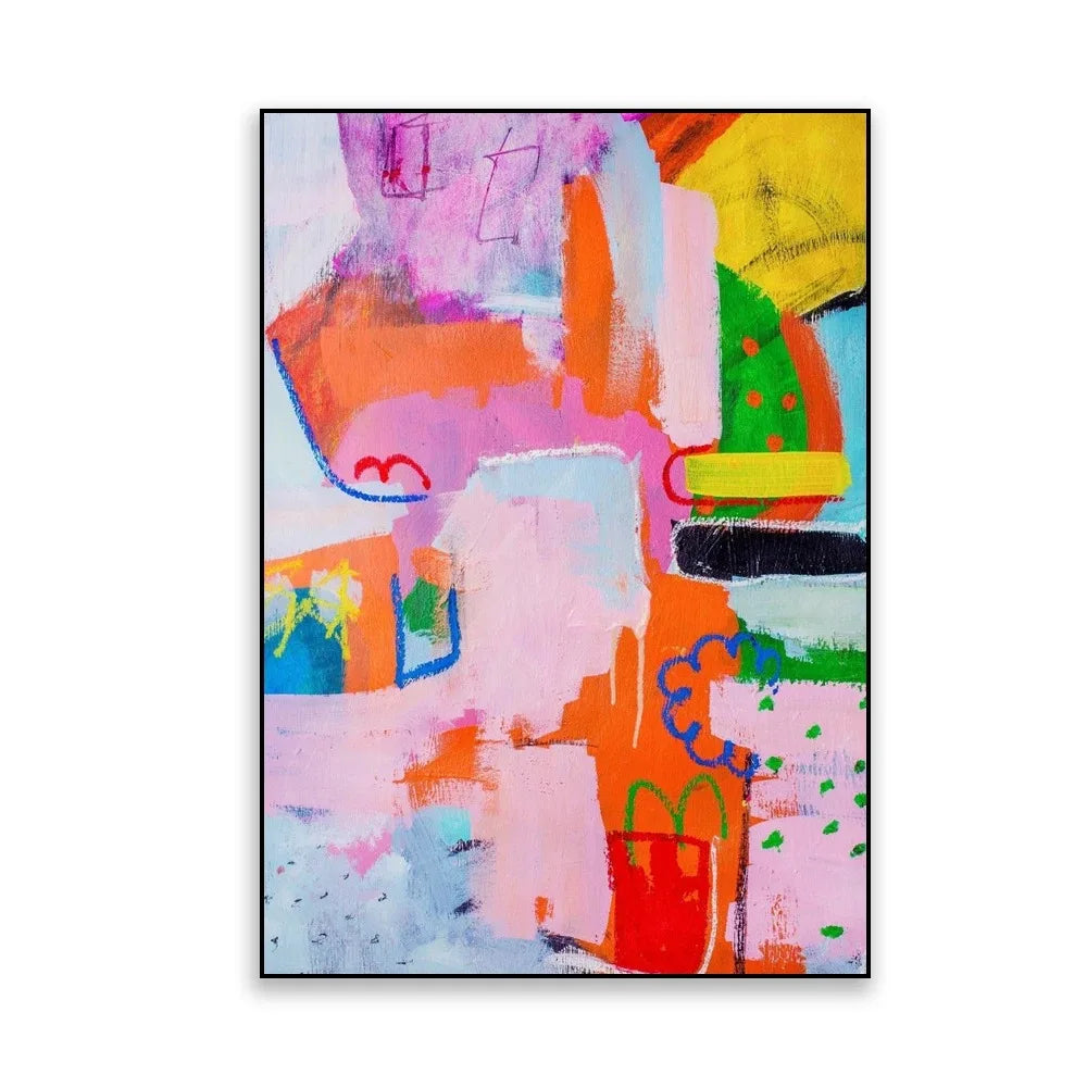 Abstract Mid-Century Modern Canvas Wall Art Print | Nordic Décor Canvas Wall Art Print Peaceful Pleasures Health and Wellness Red 30x40cm Unframed