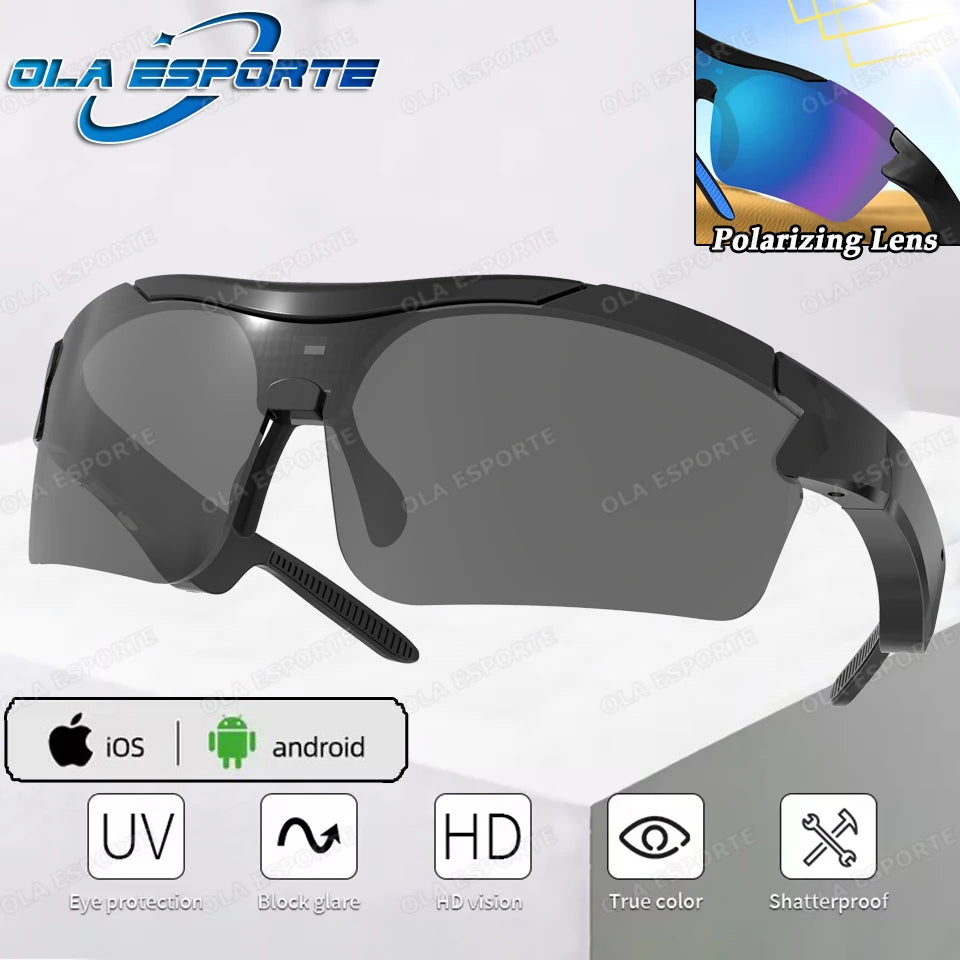 Newest Audio Outdoor Smart Glasses Wireless Bluetooth Call Music Cycling Sports Headphone UV Protection Sunglasses for Men Women Peaceful Pleasures Health and Wellness Bk-Bk