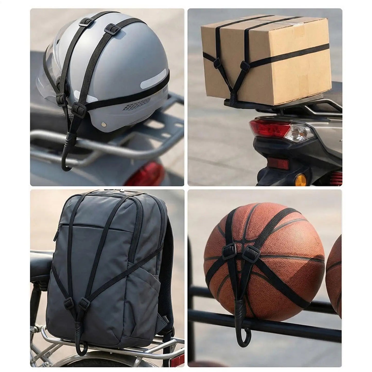Motorcycle Helmet Luggage Strap – Elastic Bungee Cord & Hook