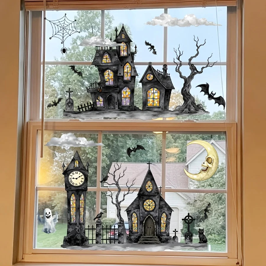 Halloween Window Clings Decorations Sticker Ghosts Pumpkins Office