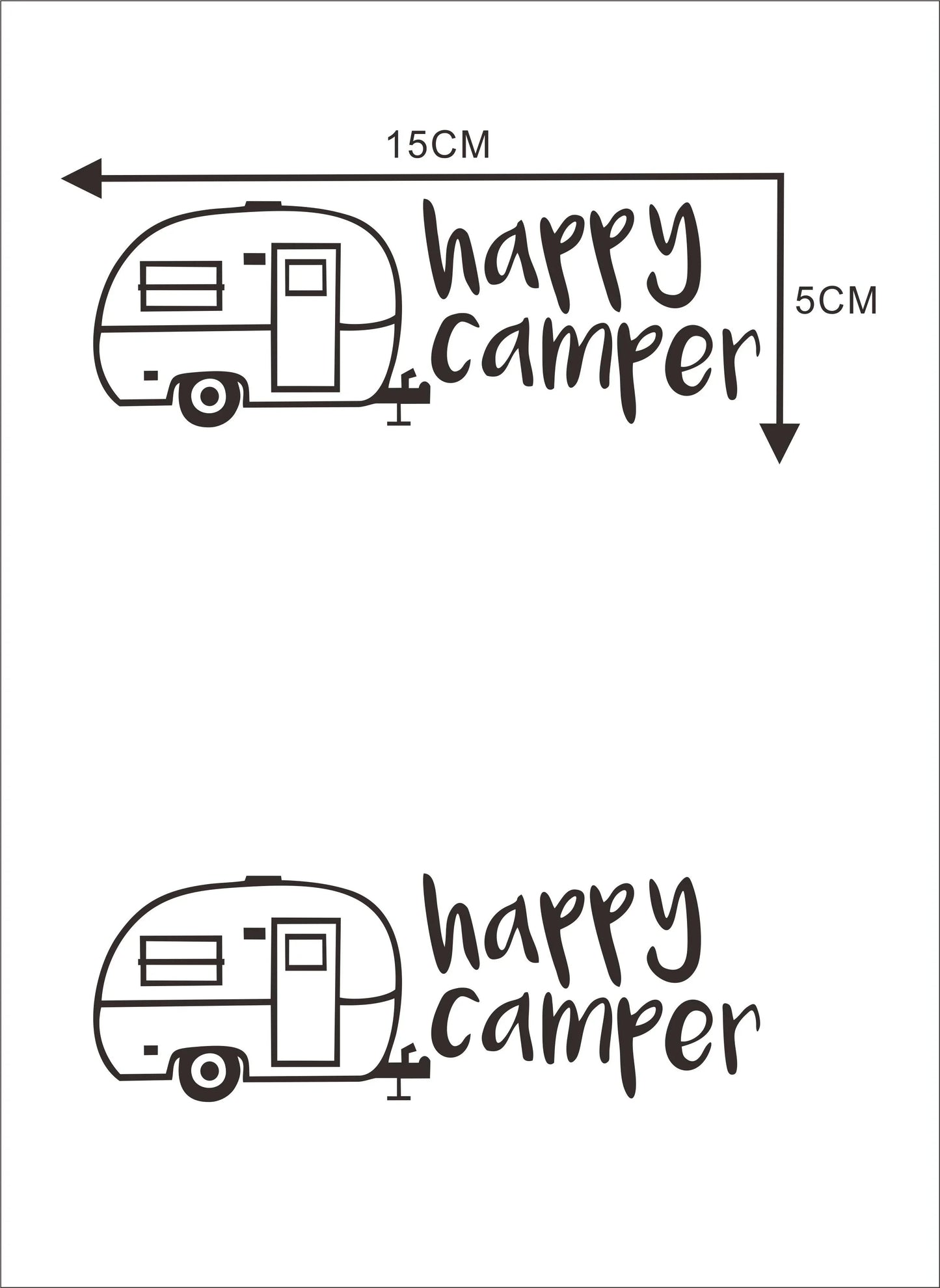 Happy Camper Car Sticker Decal Car Door Window Bumper Laptop Decor Waterproof Peaceful Pleasures Health and Wellness