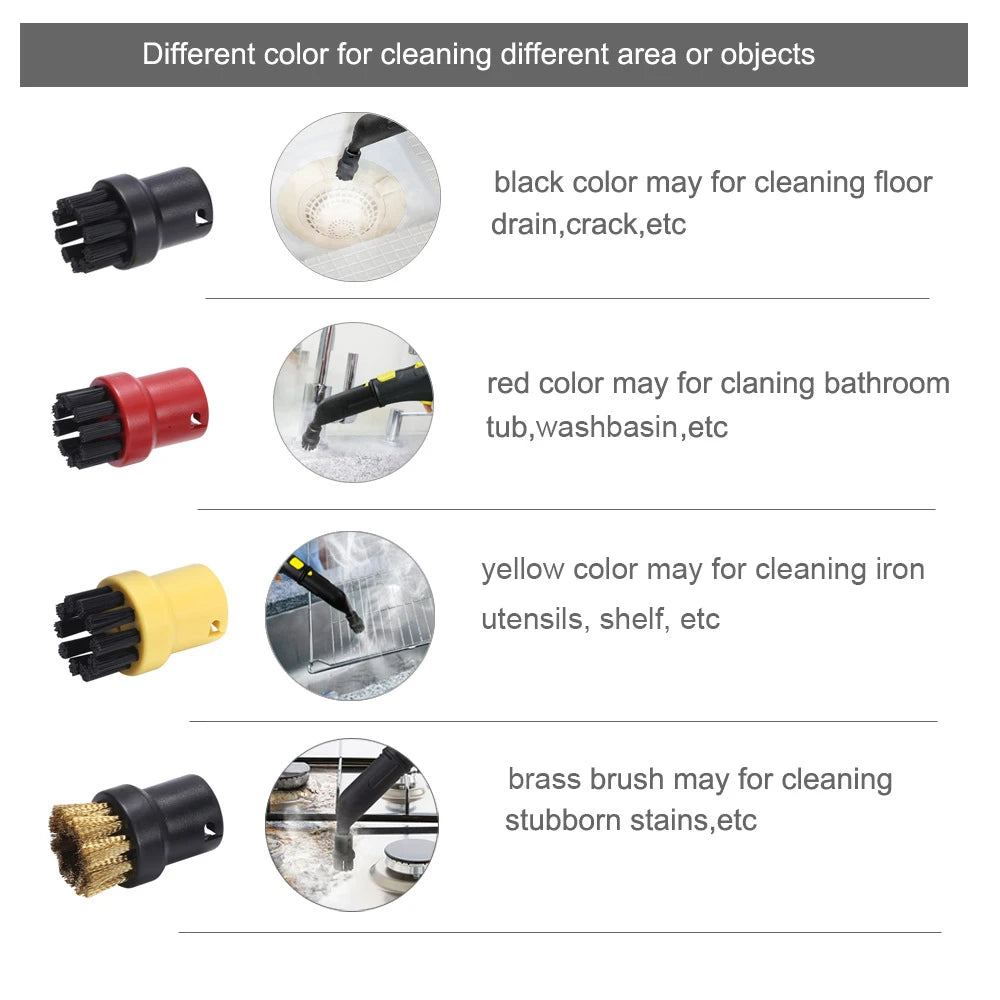 5-Pc Round Brush Set for Karcher SC1–SC7 Steam Cleaners