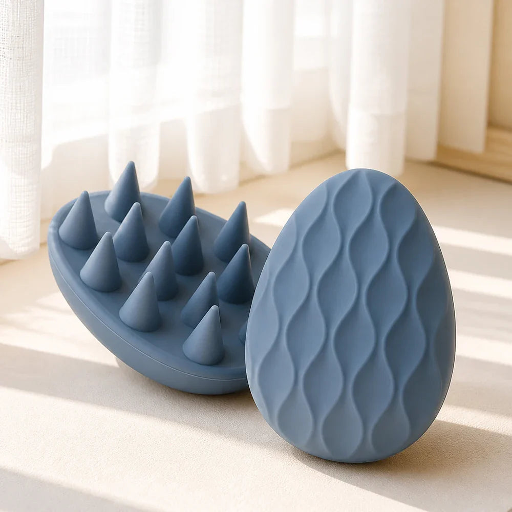 Silicone Scalp Massage Brush – Hair Wash & Body Scrubber