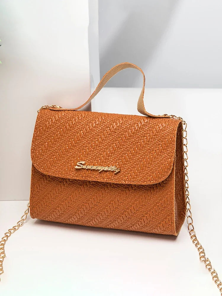 Women's Embossed PU Leather Crossbody Bag | Chain Satchel