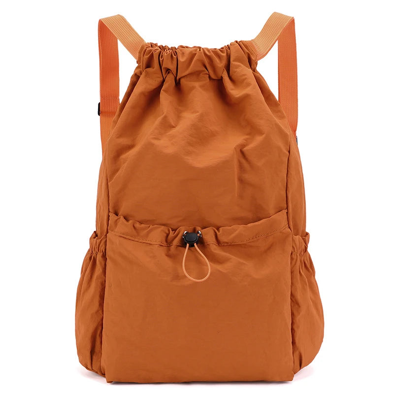 Lightweight Waterproof Drawstring Backpack – Large Sports Bag Drawstring Backpack Peaceful Pleasures Health and Wellness Orange