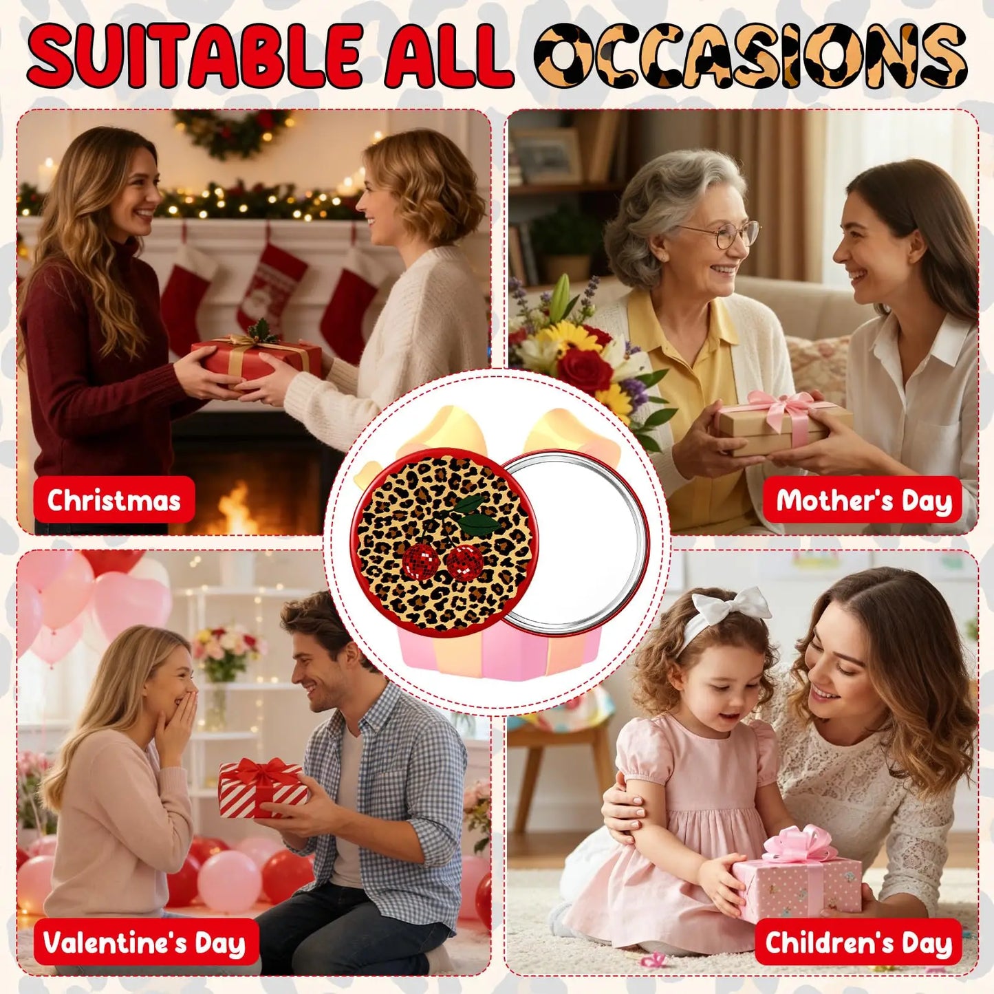 12-Pack Compact Pocket Mirrors | Leopard Disco Party Favors