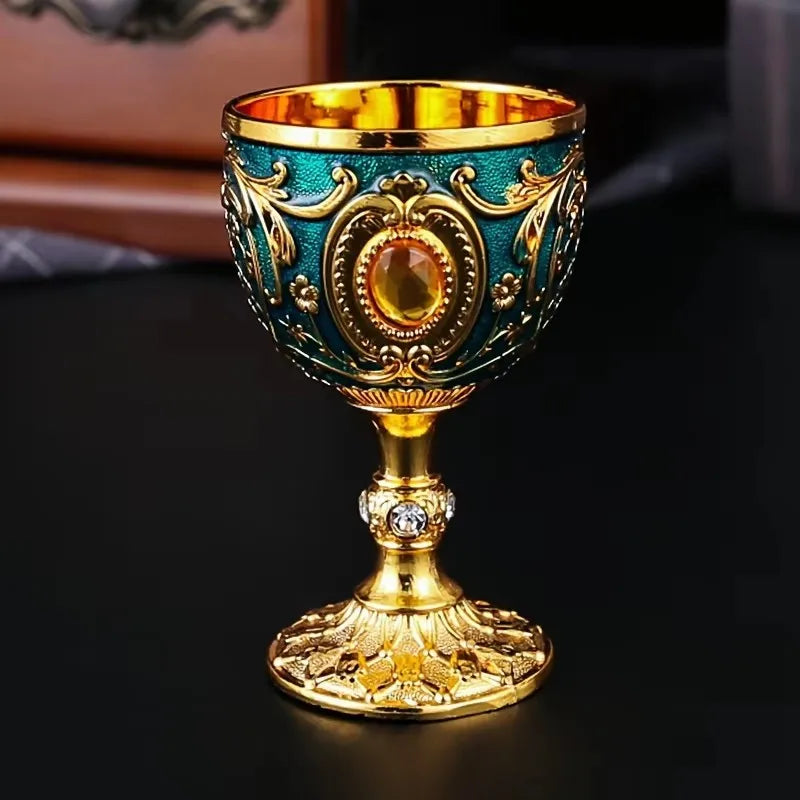 Embossed Metal Chalice Goblet | Vintage Wine & Liqueur Cup