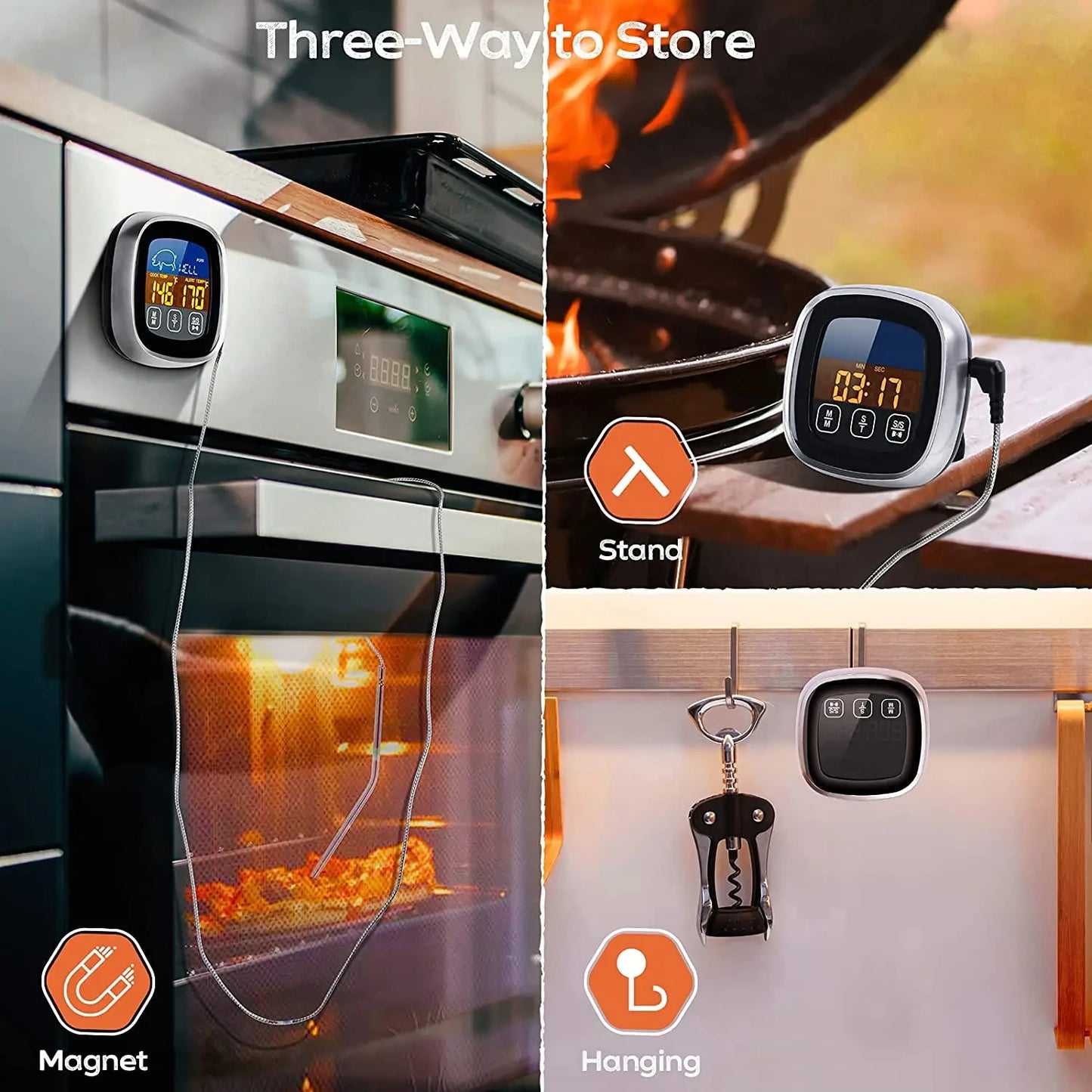 HOMEFISH Digital Meat Kitchen Thermometer Stainless Waterproof Meat Temperature Thermometre Probe Oven Cooking BBQ Peaceful Pleasures Health and Wellness