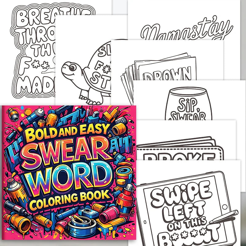 32 Pages Bold Easy Swear Word Graffiti Coloring Book Adults Stress