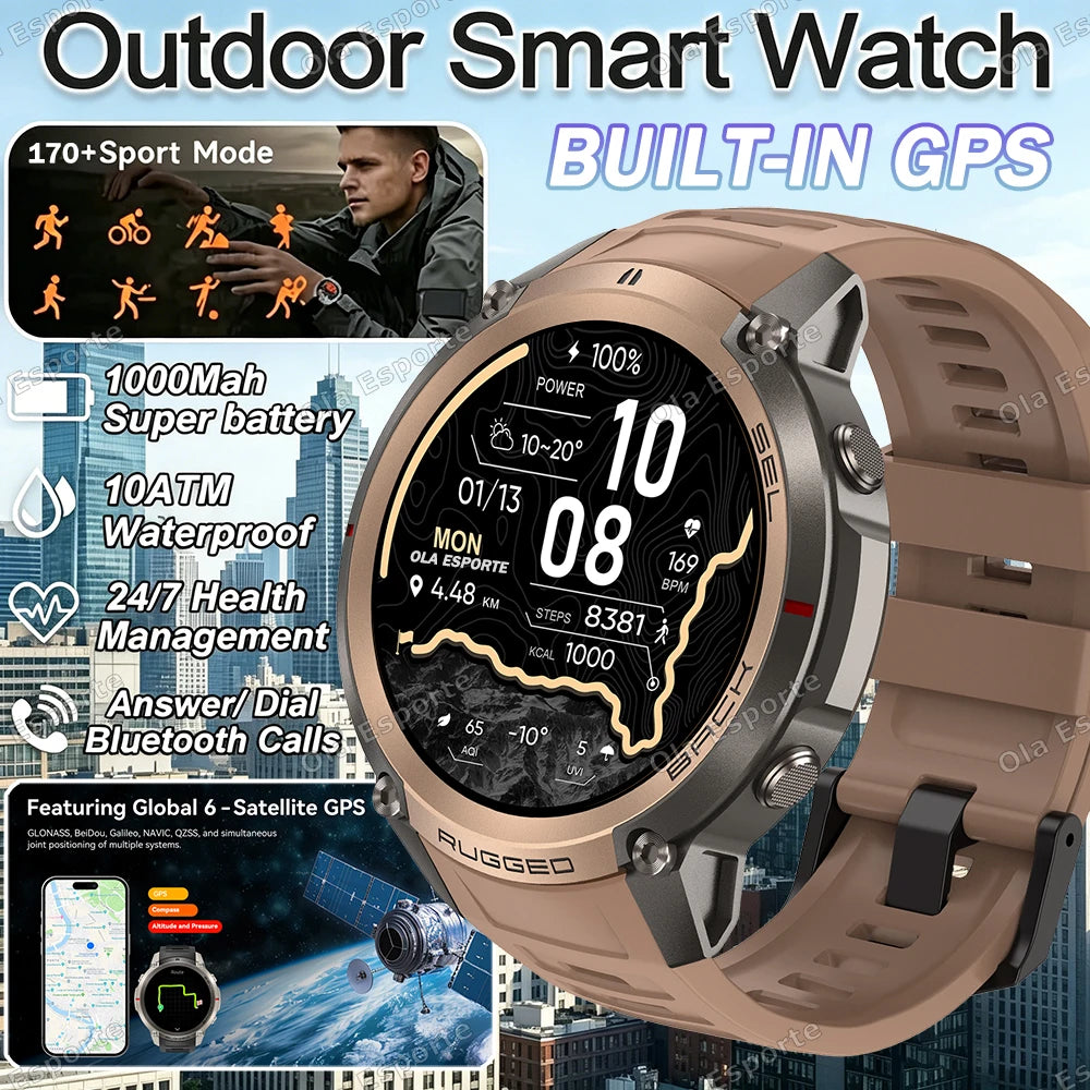 Ola Esporte GPS Smartwatch AMOLED 5ATM 170+ Sports Modes