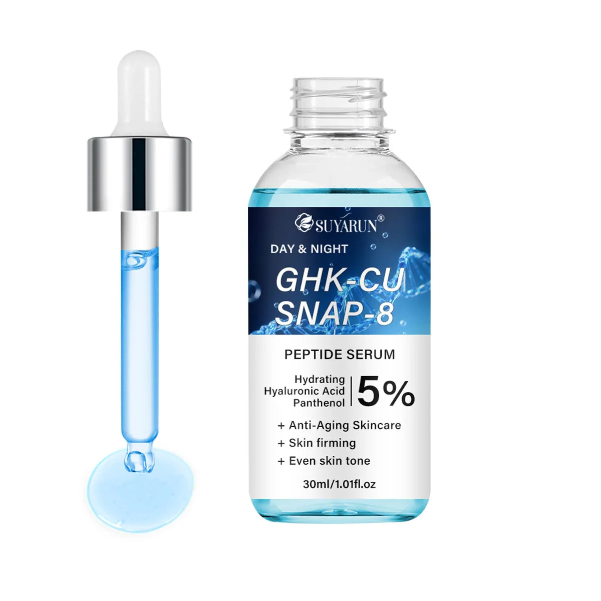 SUYARUN Anti-Aging Peptide Serum | GHK-Cu & SNAP-8 Formula for Day & Night Firming Treatment. Peaceful Pleasures Health and Wellness 30ml