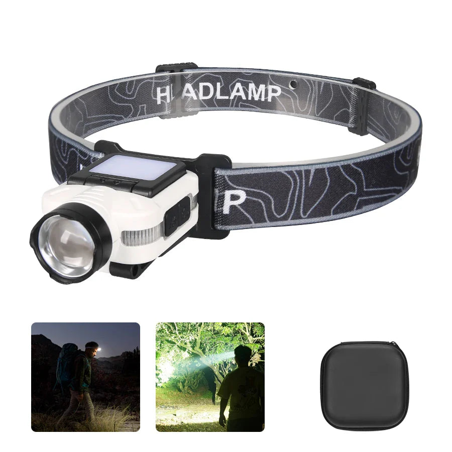 COB LED Rechargeable Headlamp – 5 Modes, 200LM & Pen Clip
