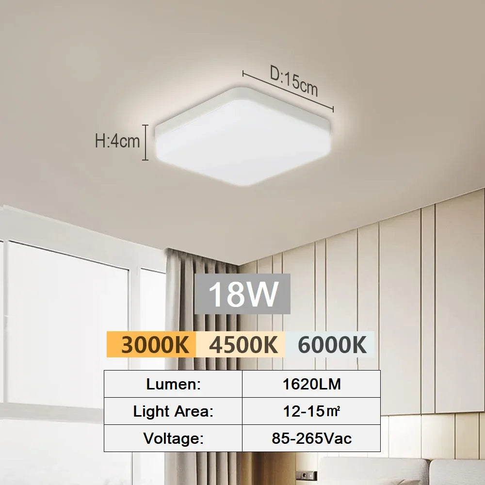 Square LED Panel Ceiling Light 18W–48W | Modern Minimalist