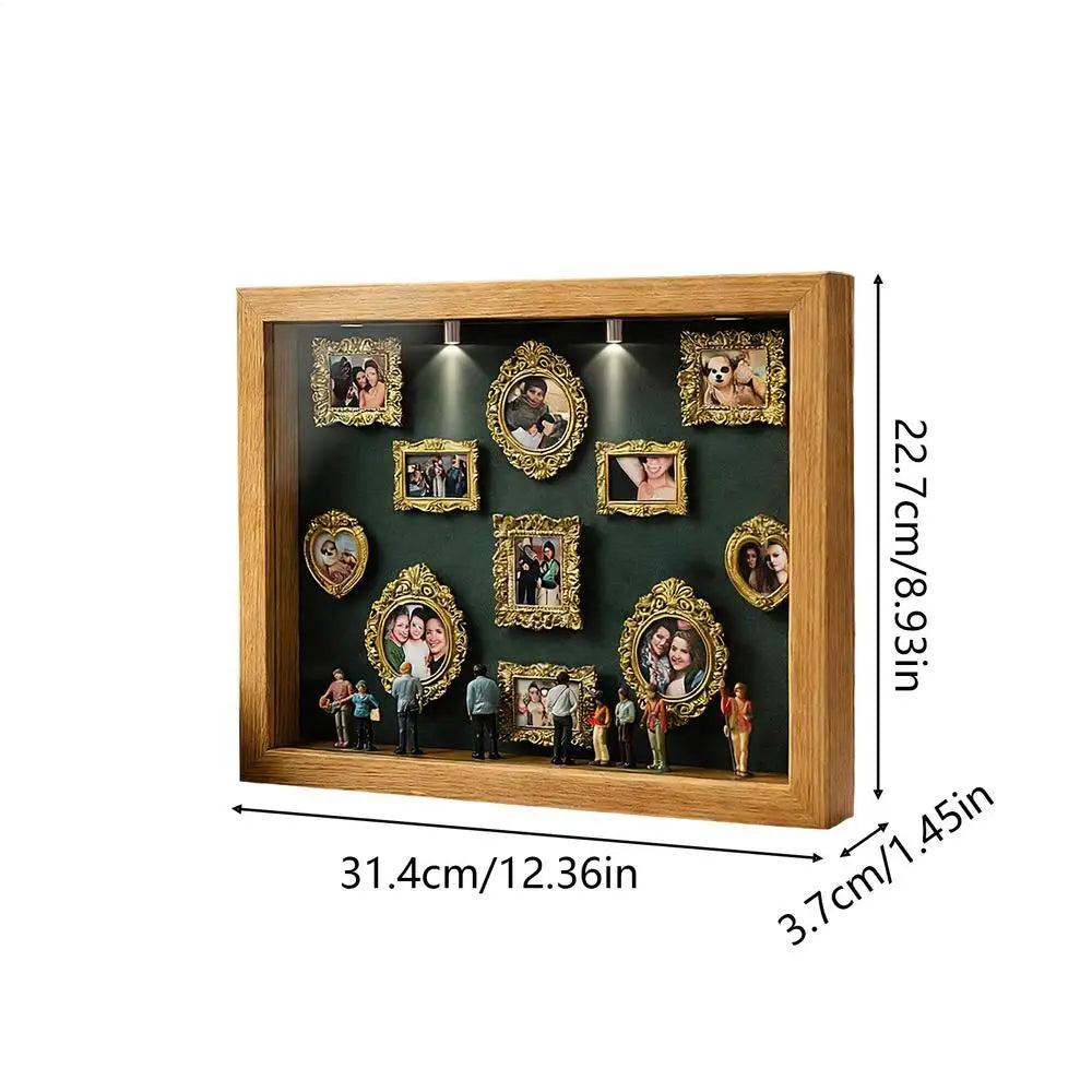 DIY Miniature Museum Display Box Small Memory Decoration Mini Museum Silhouette Frame for Wedding Birthday Holiday Apartment Peaceful Pleasures Health and Wellness CN natural wood