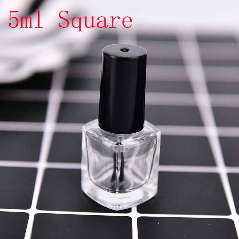 5ml Clear Glass Empty Nail Polish Bottle with Lid & Brush