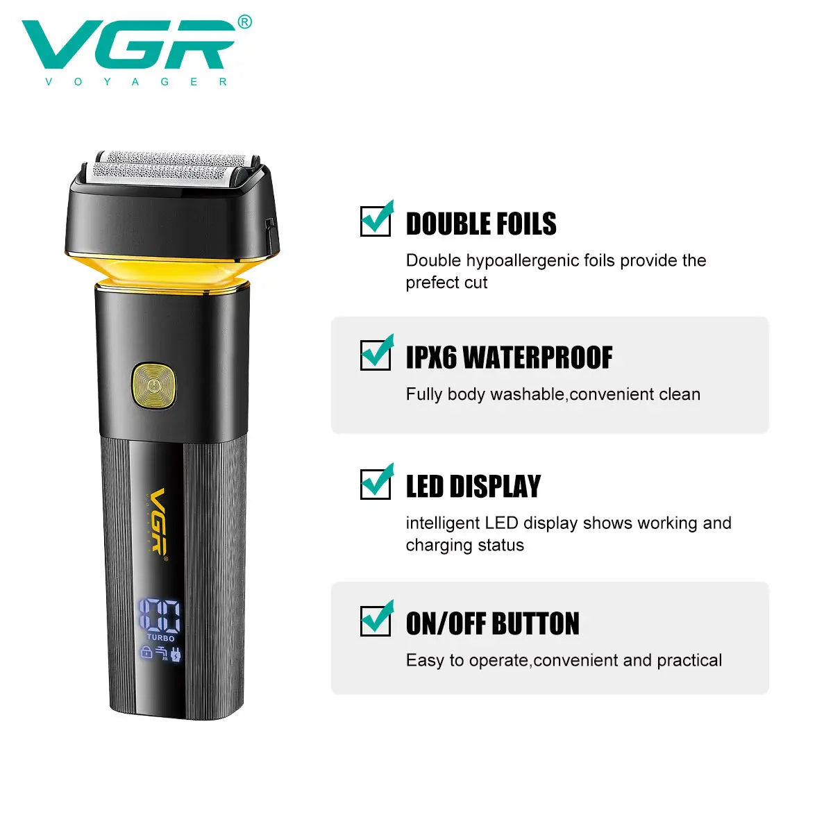 VGR 355 Pro 3D floating wet dry electric shaver for men, rechargeable facial electric shaver, washable hair trimmer Peaceful Pleasures Health and Wellness