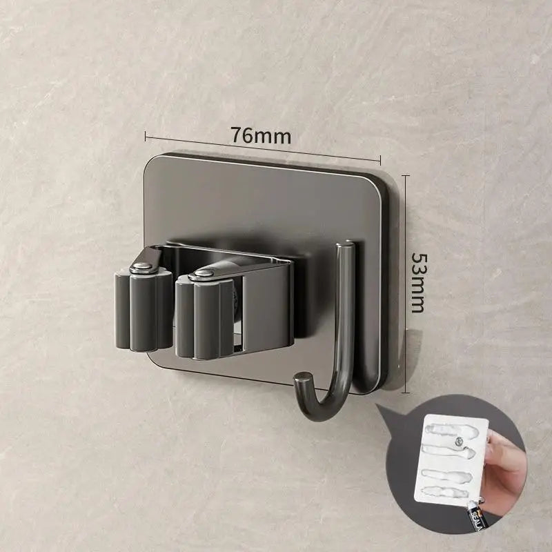 Wall Mounted Mop Holder Clip | 304 Stainless Steel Self-Adhesive