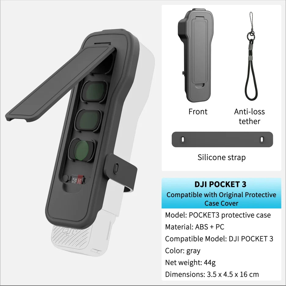 DJI Osmo Pocket 3 Flip Case with 4 Filter Slots & Lanyard