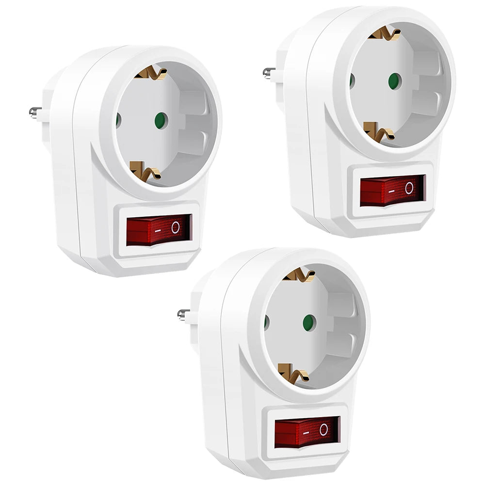 EU Extension Socket 16A 250V | 1-to-3 Outlet with ON/OFF Switch