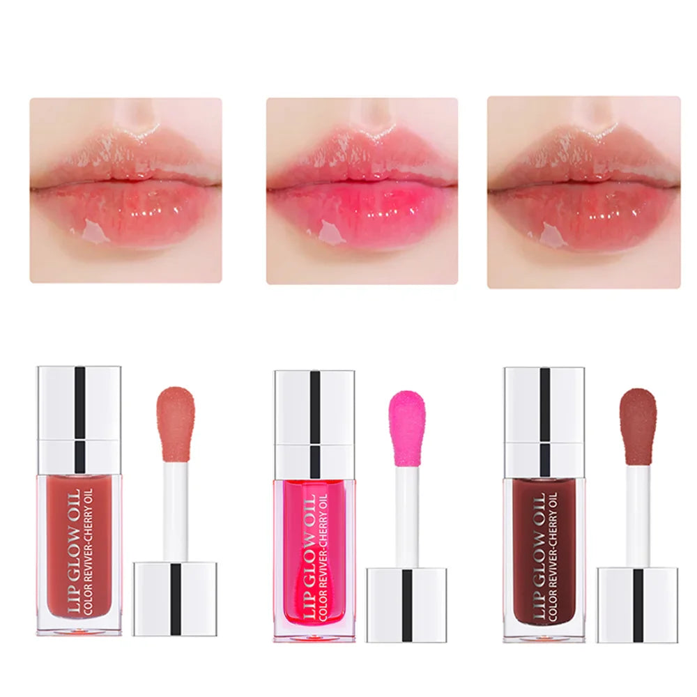 ibcccndc 3pc Crystal Jelly Lip Glow Oil – Tinted & Waterproof