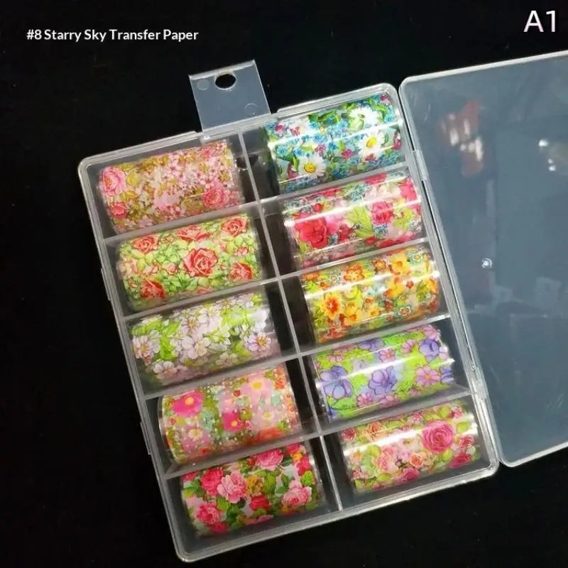 10 Rolls Flower Rose Nail Foils For Transfer Paper Floral Sliders Butterfly Nail Art Stickers Decal Nail Art Decorations Peaceful Pleasures Health and Wellness A1
