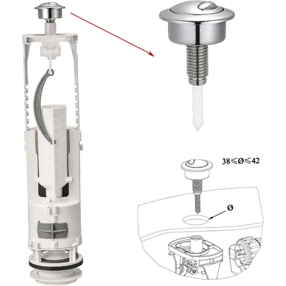 ABS Chrome Dual Flush Toilet Push Button Tank Replacement Kit