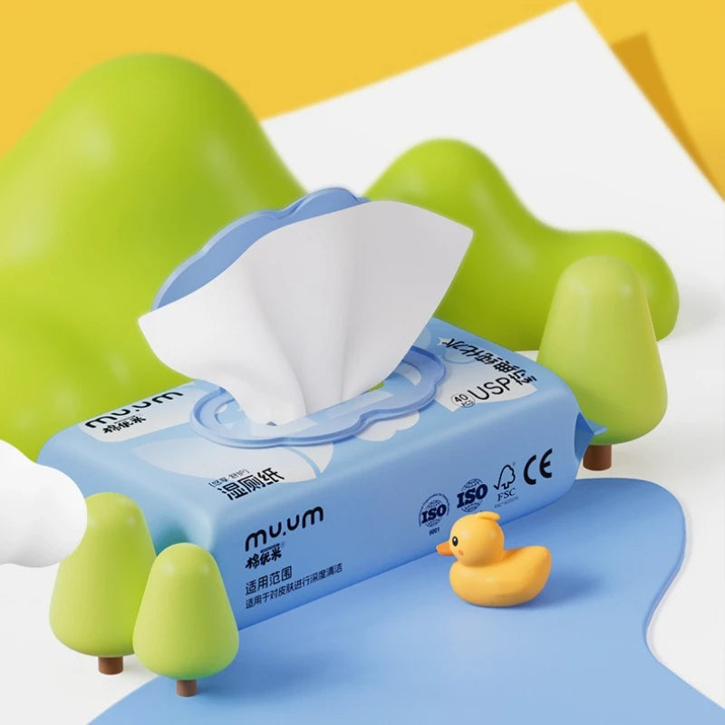 40-Pack Flushable Wet Wipes | Alcohol-Free & Biodegradable