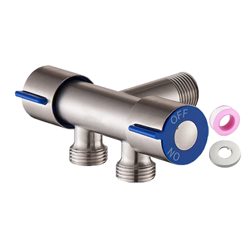 Stainless Steel 1-In 2-Out Angle Valve | Dual Outlet Water Tap