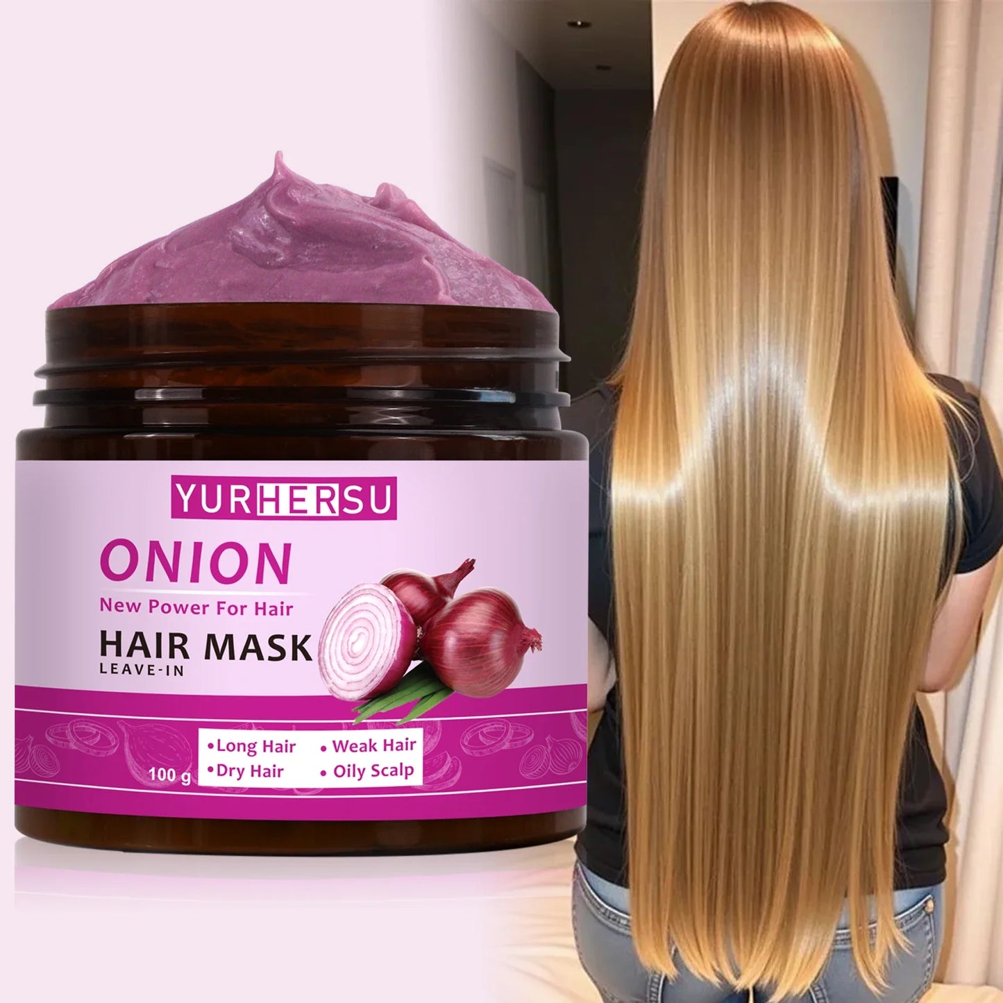 YURHERSU Onion Essence No-Rinse Hair Mask – 100g | All Hair