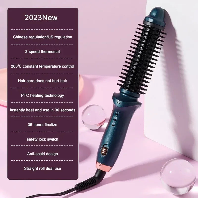 2-in-1 Mini Hair Straightener & Curler Brush | Travel Styler