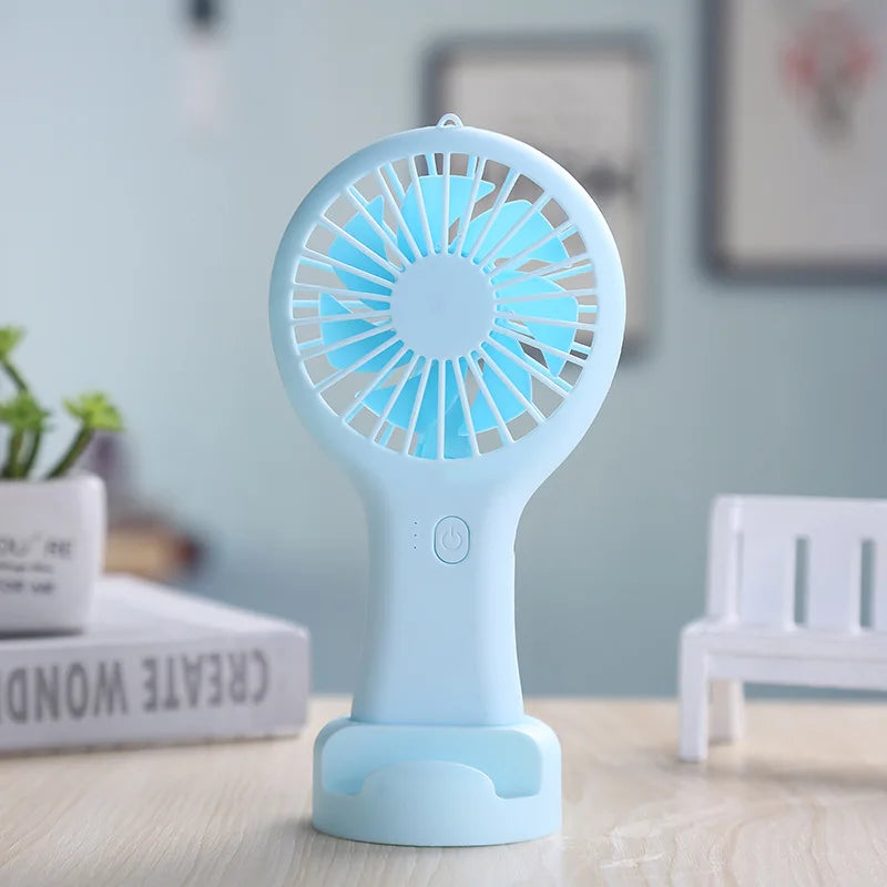 Cute Mini Portable Fan USB Charging 3-speed - Handheld Small Electric Fan Fan for Men and Women Suitable for Room Home Peaceful Pleasures Health and Wellness Blue