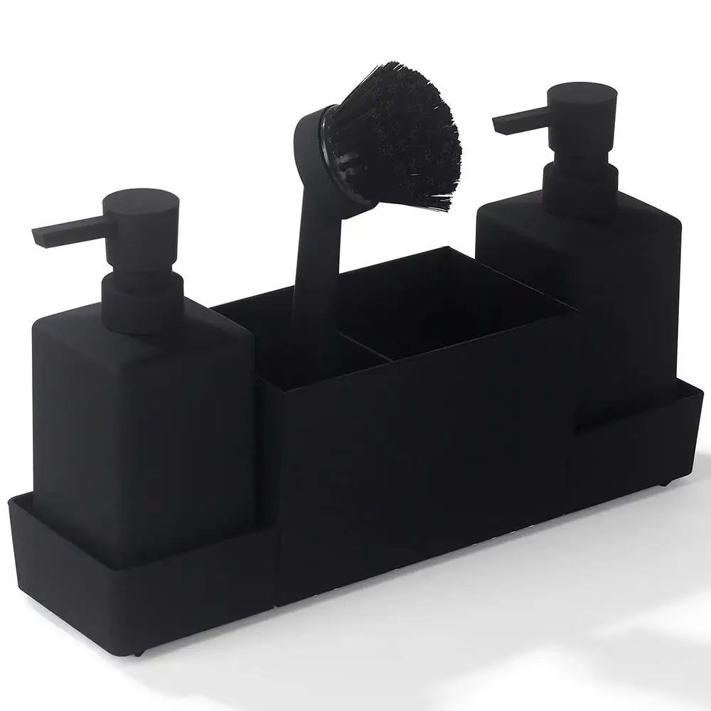 Kitchen Soap Dispenser Set | Sponge Holder, Brush & Tray