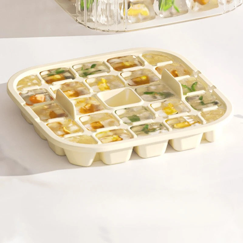 Food grade Press Type Silicone Ice Cube Mold Large Capacity Ice Storage Box Summer Household Ice Maker Home Kitchen Fridge Tools Peaceful Pleasures Health and Wellness Ice Plate - White