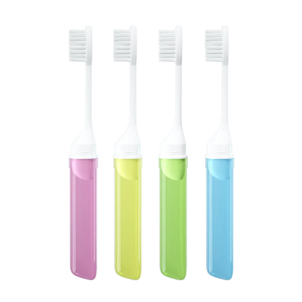 Mini Travel Toothbrush Foldable Portable Small Dental Brush Folding Traveling Adult Toothbrush in Transparent Candy Colors Peaceful Pleasures Health and Wellness 4pcs