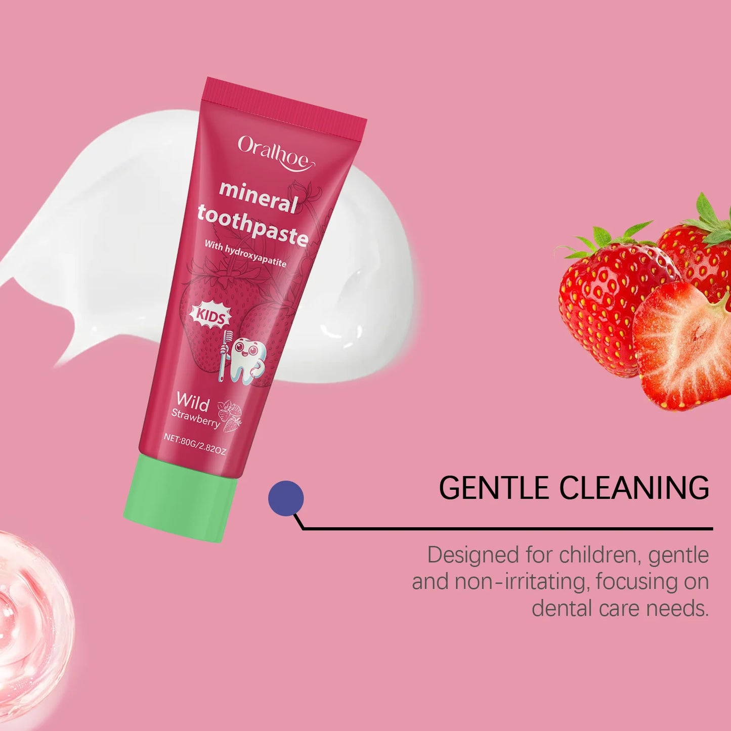 Oralhoe Strawberry Kids Toothpaste – Whitening & Enamel Guard