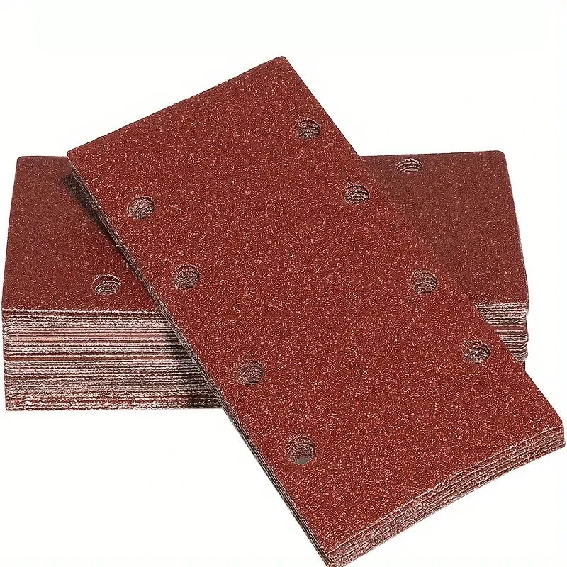 10 8-Hole Rectangular Premium Flocked Sandpaper Sheets Self-adhesive