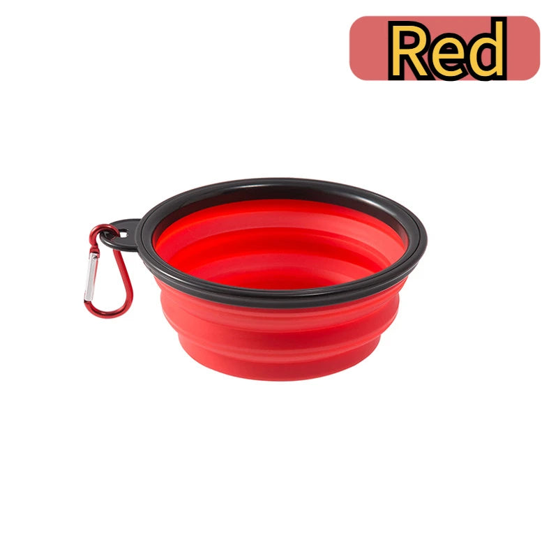 Dog Folding Bowl Portable Dog Travel Bowl Dog Food Water Bowl for Outdoor Walking Silicone Dog Food Water Bowl with Bowl Lip Peaceful Pleasures Health and Wellness Red