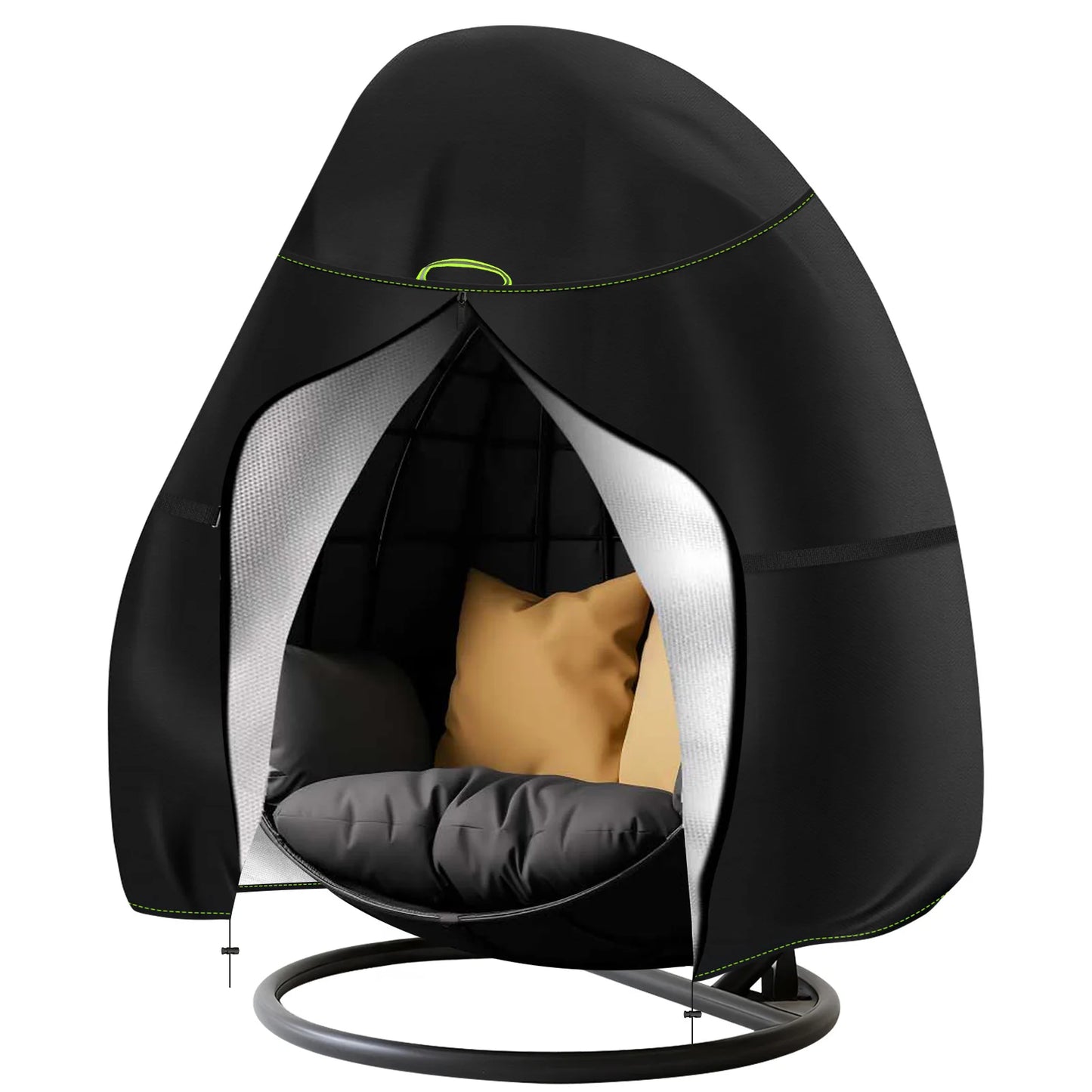 Waterproof Patio Hanging Chair Cover Egg Swing Chair Cover with Zipper Outdoor Windproof Heavy Duty Garden Furniture Protector Peaceful Pleasures Health and Wellness Upgraded Black 230x200CM
