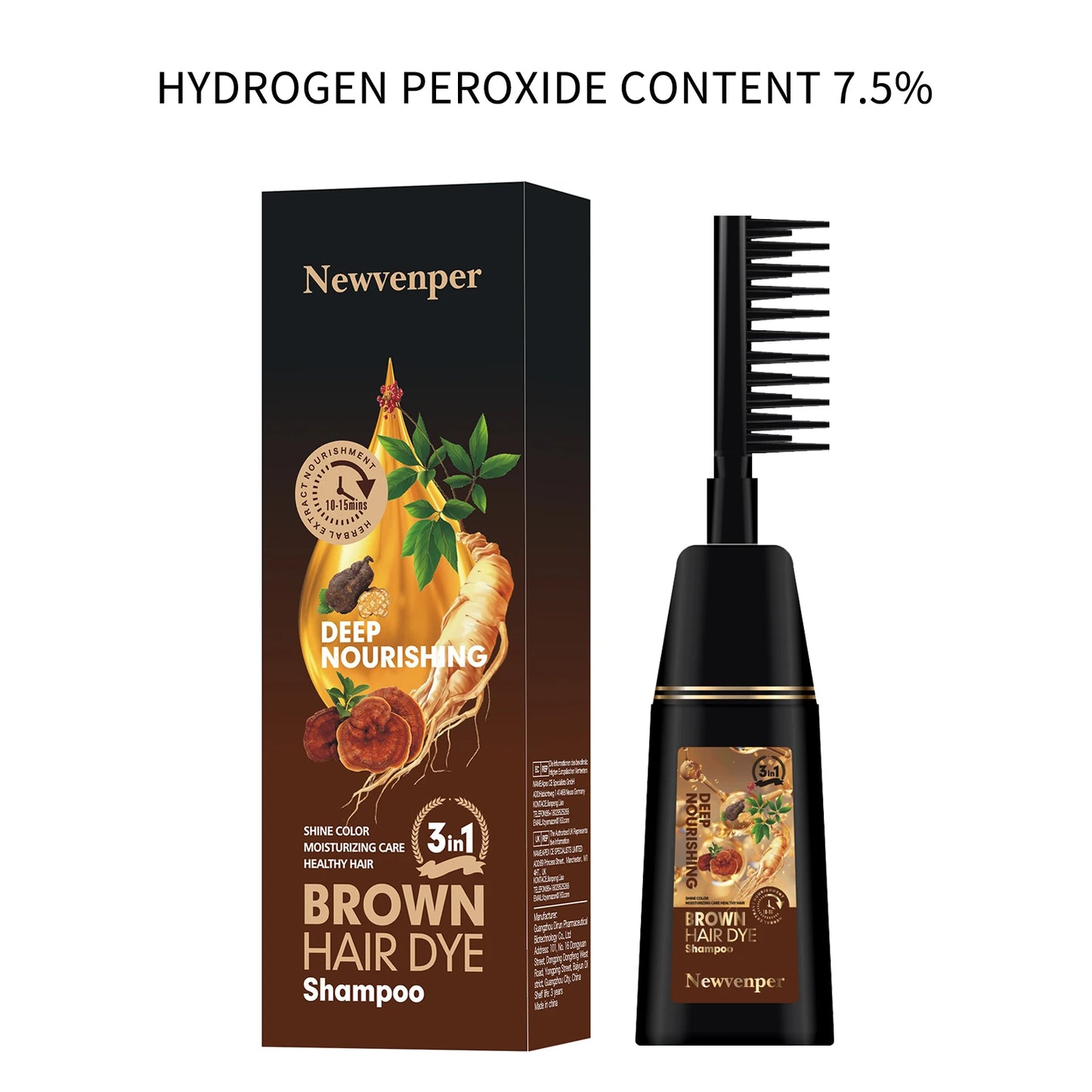 2 Pcs Brown Hair Color Shampoo with Instant Dye Peaceful Pleasures Health and Wellness